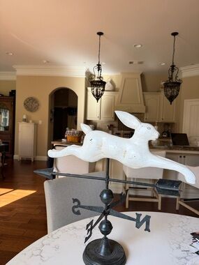 Decorative White Rabbit Weathervane Accent - Home Accents
